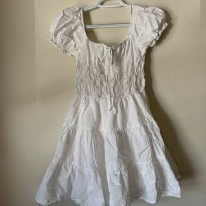 White cottage core mini dress